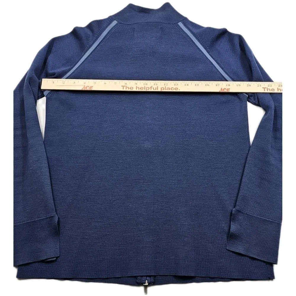 Vintage US Airways Navy Blue Wool Blend Sz LT Full 2 Way Zip‎ Sweater Twin Hill